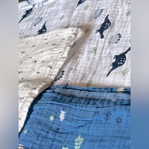 Set of three muslin swaddle blankets